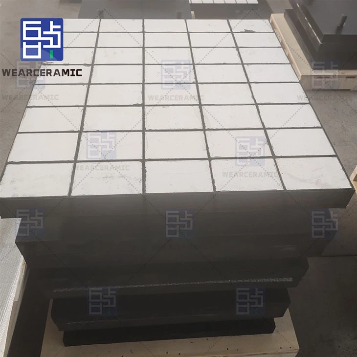 Bonded alumina ceramic wear plate with steel backing
